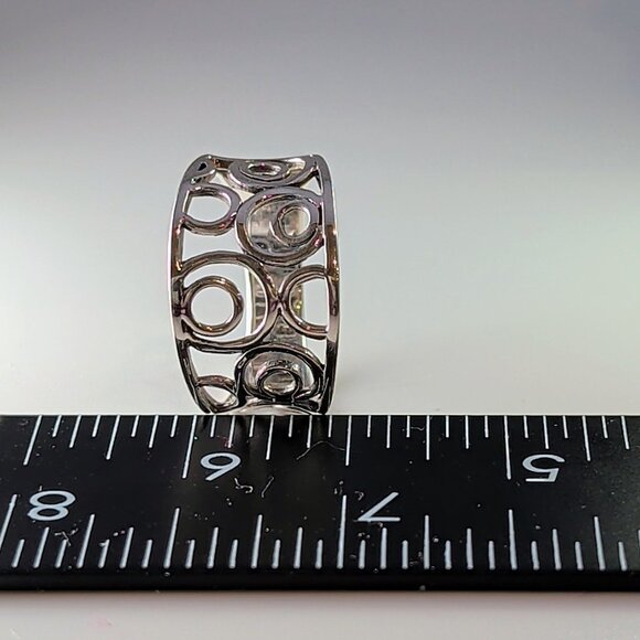 Sterling Silver Openwork Circle Design Band Ring Size 8.75 - Picture 5 of 10